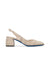 Beige tweed fabric and nappa leather slingback pumps