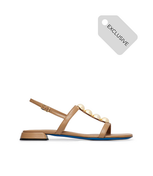 Bran brown leather sandal with studs