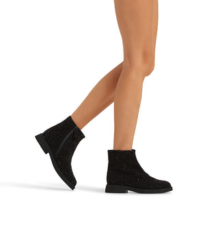 Stud-embellished black velour ankle boots