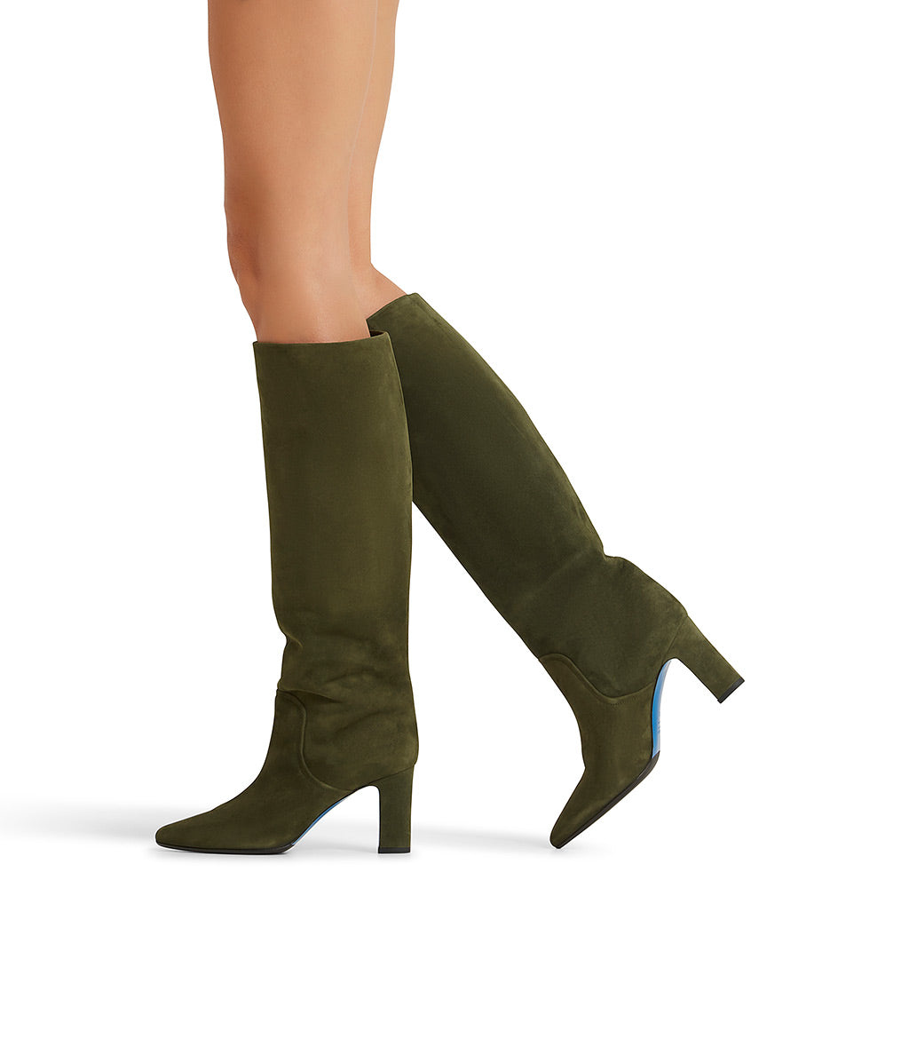 Green suede boots