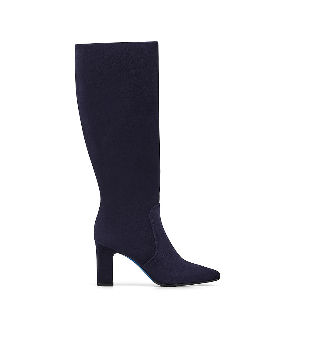 Blue suede shop high heel boots