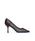 Brown patent leather and tricot pumps