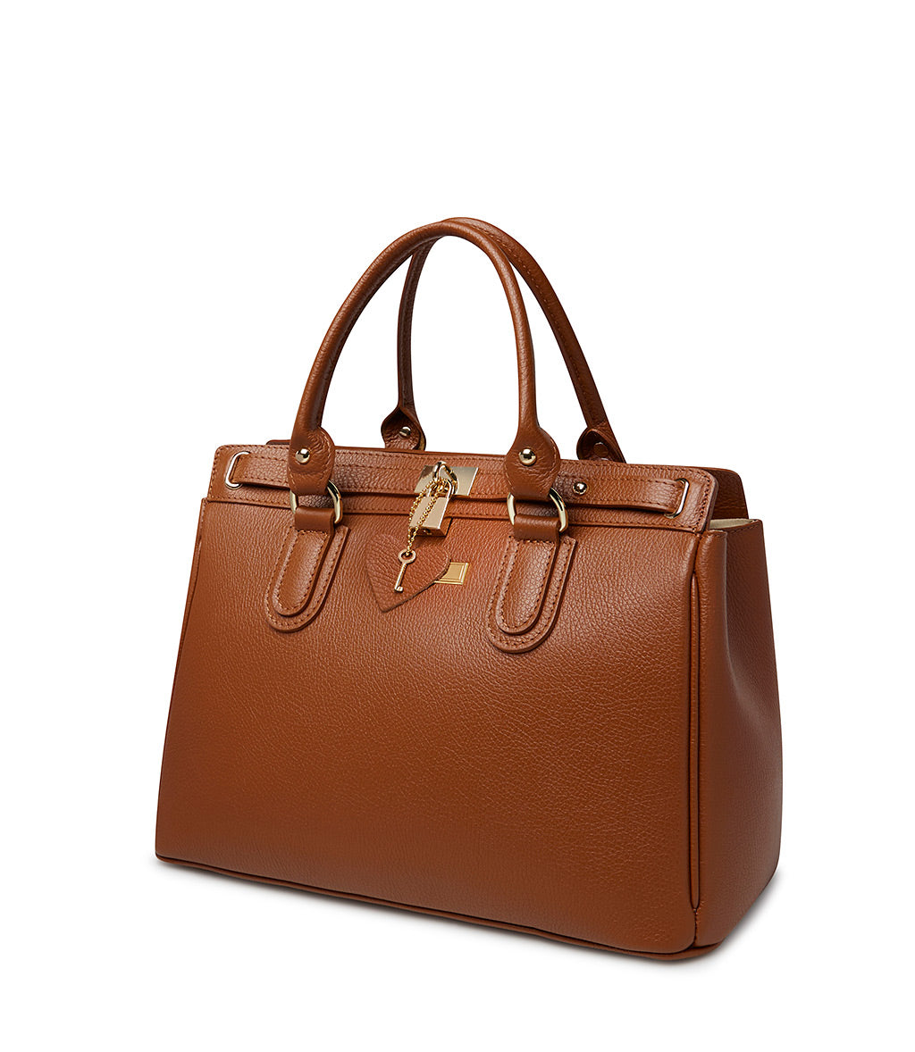 Brown embossed  leathe tote bag