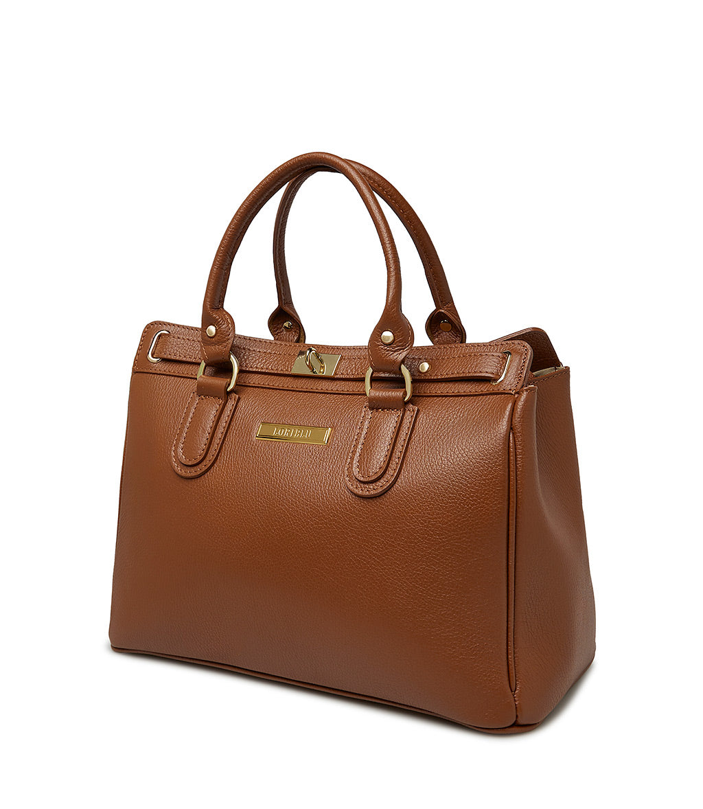 Brown embossed leathe tote bag