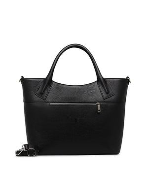 Black embossed texture leather tote bag