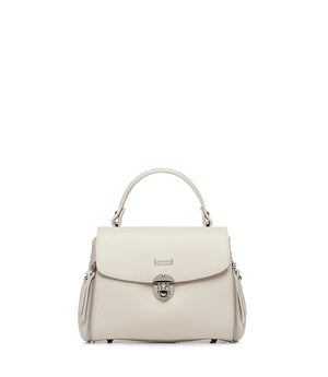 Borsa a mano beige in pelle martellata