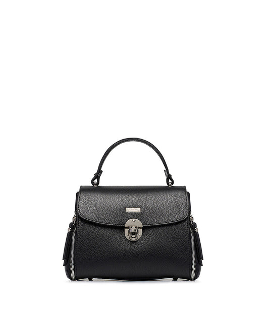 Black grained leather hand bag 