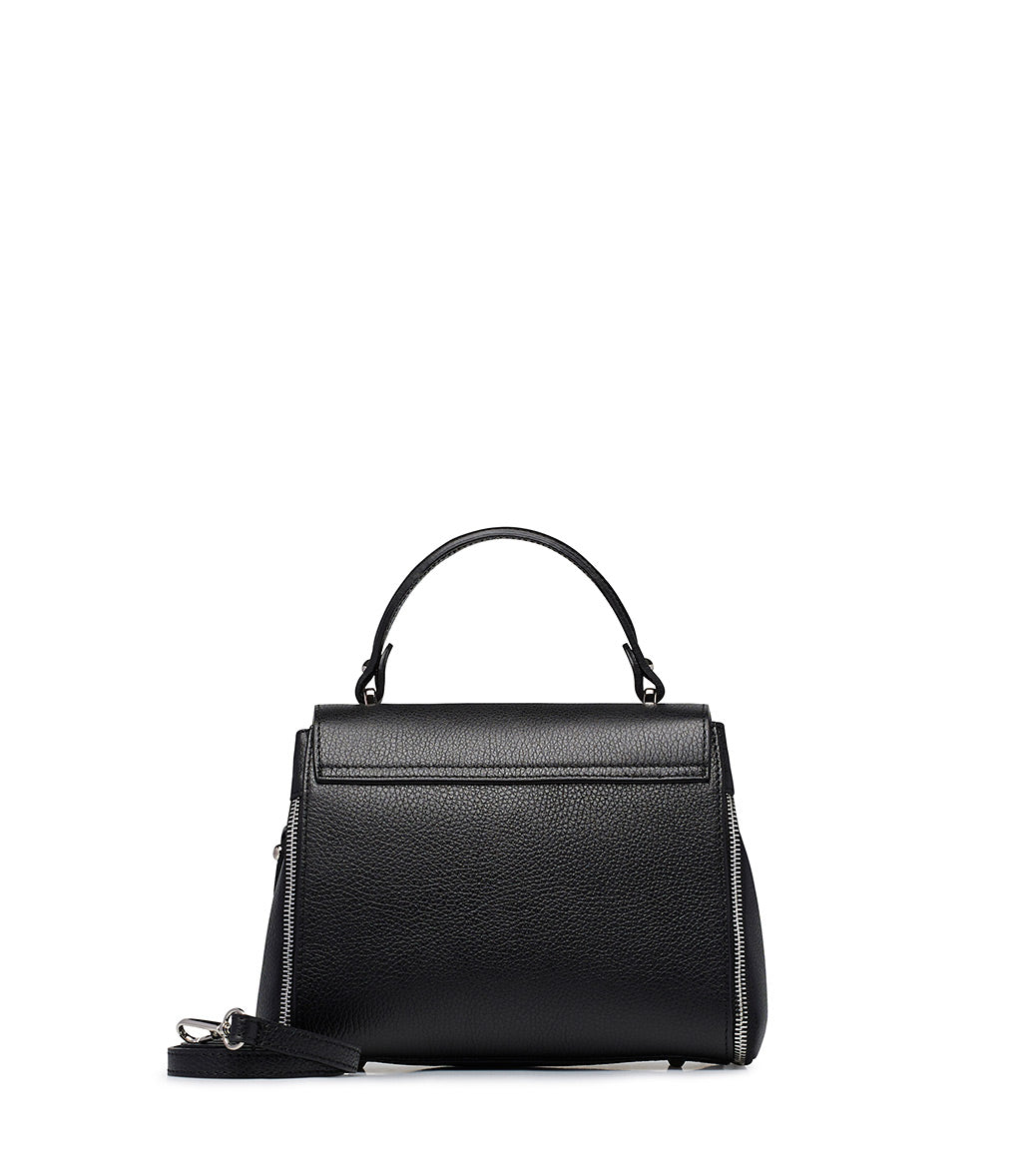 Black grained leather hand bag 