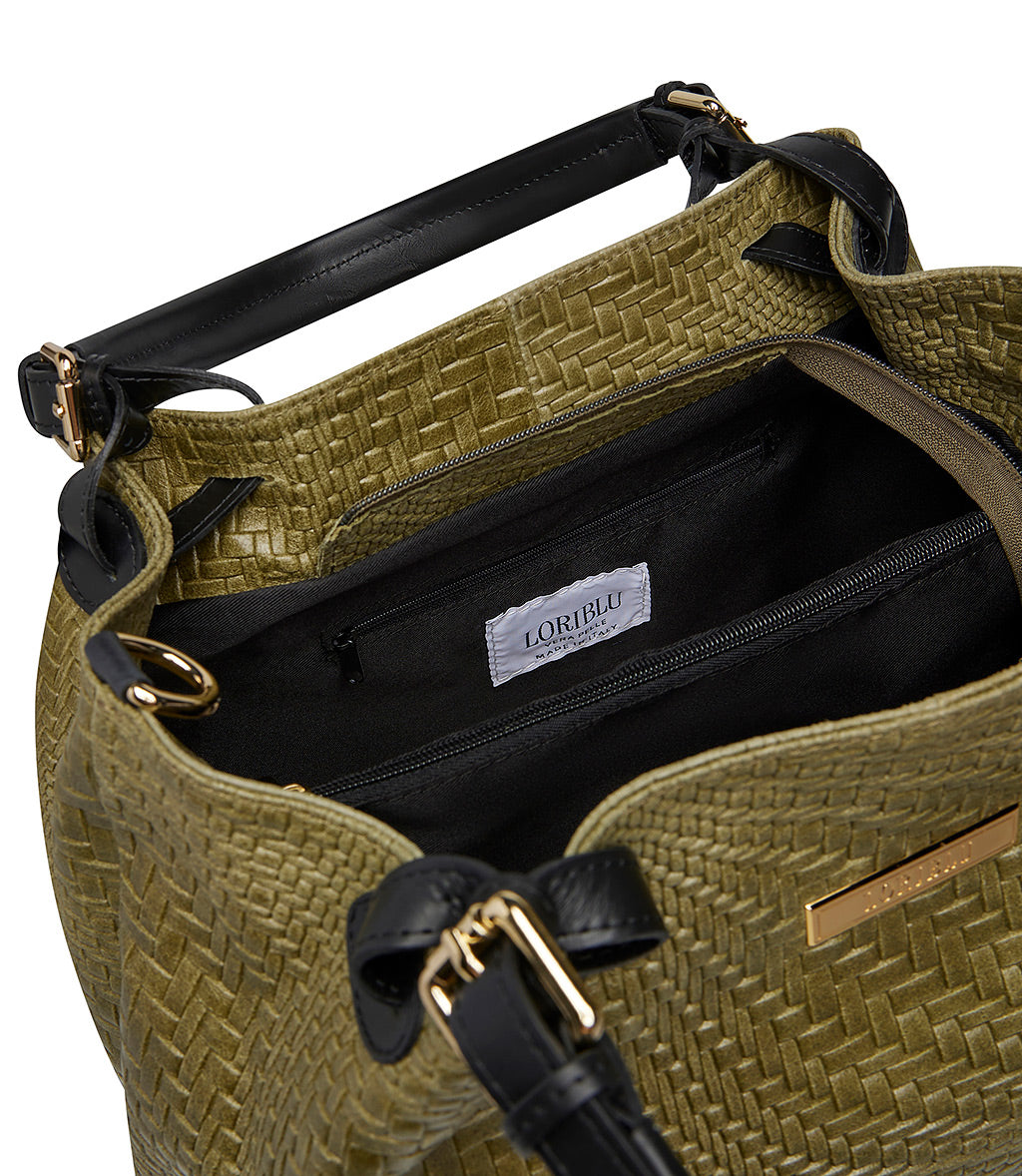 Greenie woven leather tote bag