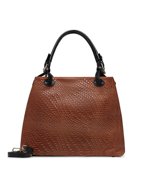 Brown woven leather tote bag