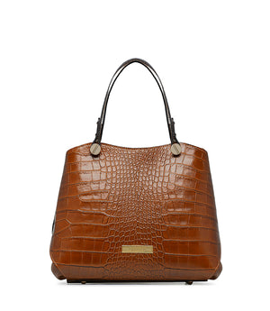 Leather color embossed texture leather tote bag