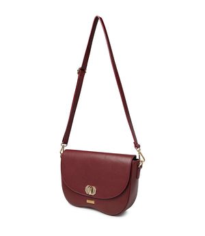 Textured dark red leather crossbody bag