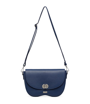 Textured blue leather crossbody bag