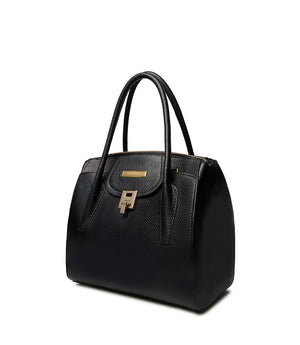 Black embossed  leather tote bag