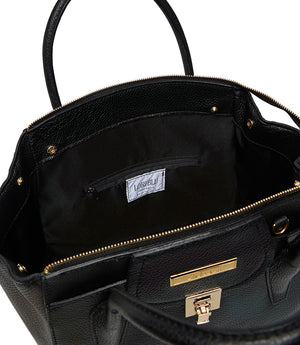 Black embossed  leather tote bag