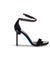 L-heel black faux leather jewel sandals