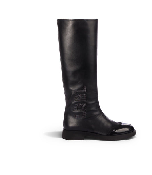 Logo black leather boots